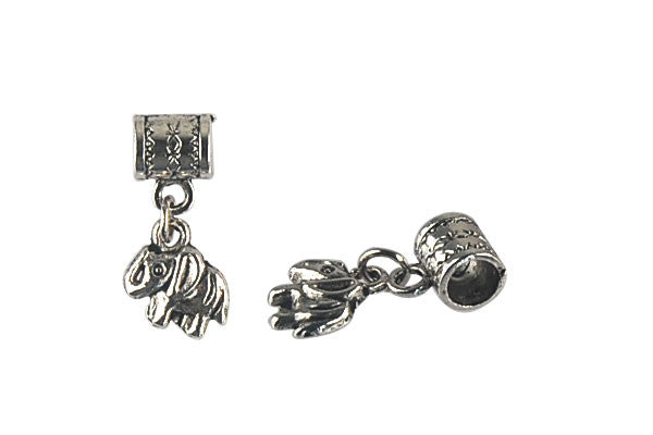 Silver Plated Charm Elephant 8x23mm