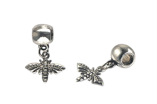 Silver Plated Charm Bee 8x27mm, Jewelry Making Supplies