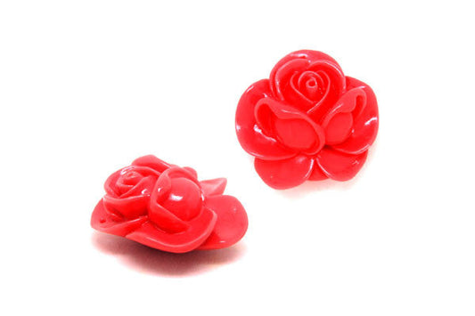 Synthetic Coral Rose 02 Pendant, 36mm, 1 Piece, Jewelry Making Supplies