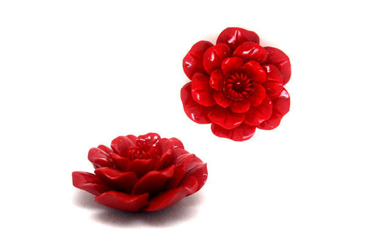 Synthetic Coral Flower Pendant, 36mm, 1 Piece, Jewelry Making Supplies
