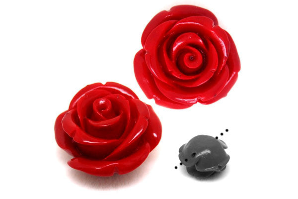 Synthetic Coral Rose Vertical Drilled Pendant, 36mm, 1 Piece, Jewelry Making Supplies