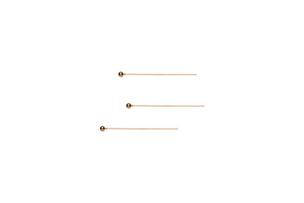 Gold Plated 24 Gauge Head Pin W/ball End, 1"