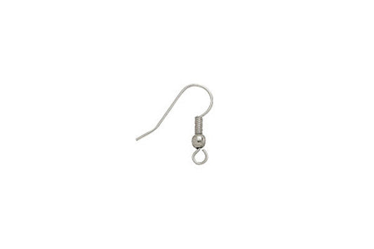 Imitation Rhodium Plated Ear Wire W/coil and Ball, 19mm
