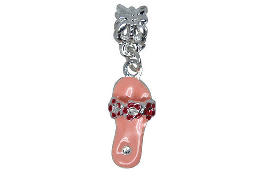 Silver-Plated Charm Pink Slipper, 10x34mm