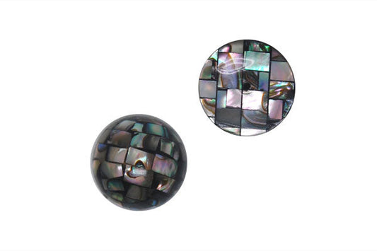 Shell Beads - 3 Styles Beads - Black - Shell Mosaic Half Drilled - 16mm - pair - unbranded beads for jewelry making