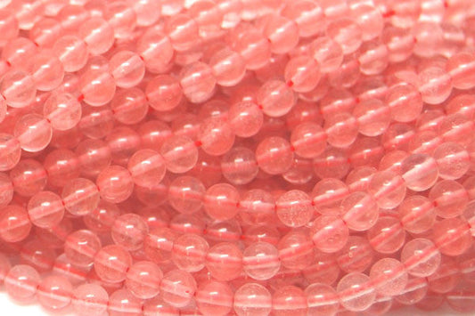 Cherry Quartz Round Beads, 16-Inch Strand, Beads for Jewelry Making