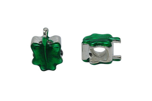 Metal Alloy Beads Green Leaf, 10x13mm