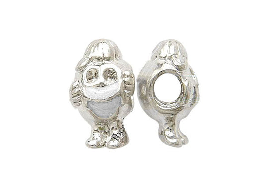 Metal Alloy Beads Kid W/purple Enamel & Clear Rhinestone, 7x13mm