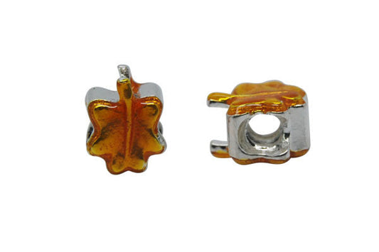 Metal Alloy Beads Golden Leaf, 10x13mm