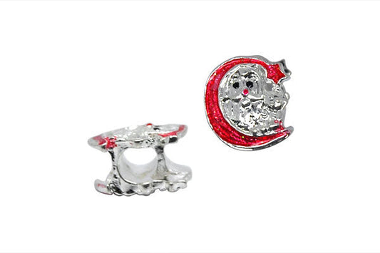 Metal Alloy Beads Moon W/red Enamel, 12x14mm