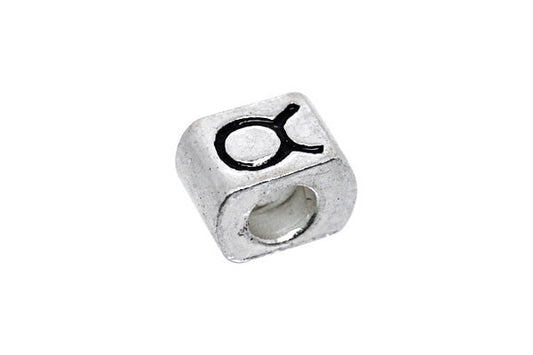 Metal Alloy Beads Nugget W/black Enamel Taurus, 7x10mm