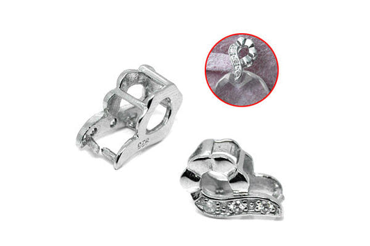 Sterling Silver Fancy Bail w/Rhinestone (Ribbon), 8x9x14mm