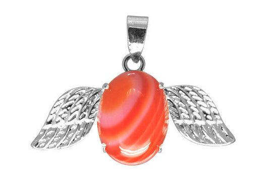 Agate W/ Wings Pendant, 22x40mm, 1 Piece, Jewelry Making Supplies
