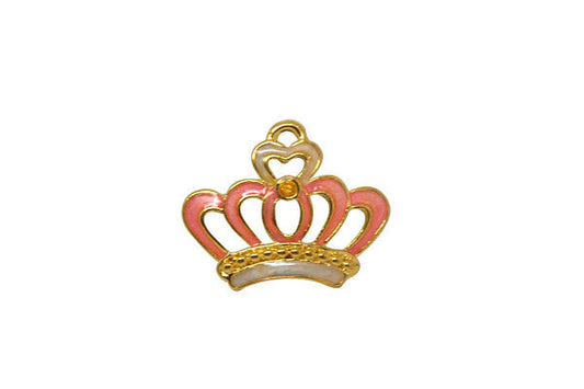 Gold-Plated Charm Smirnoff w/Pink & White Enamel, 18x23mm