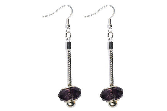 Pandora Style Earring, Silver-Plated w/Chinese Crystal Faceted Rondelle (Black)