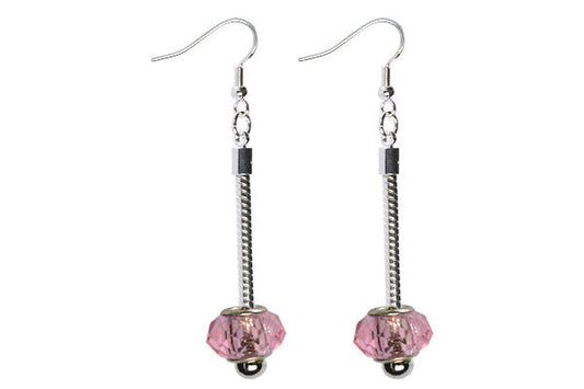 Pandora Style Earring, Silver-Plated w/Chinese Crystal Faceted Rondelle