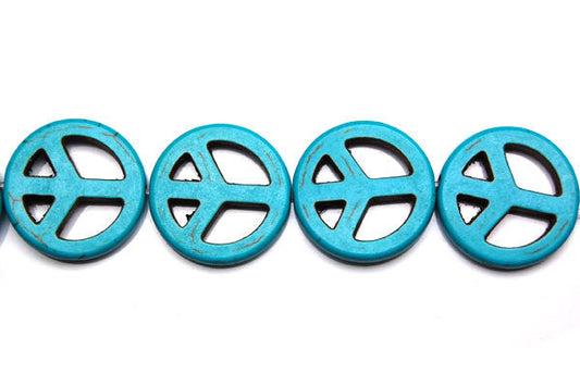 Howlite (Turquoise) Peace Sign Beads