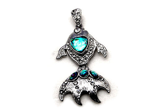 Abalone Gold Fish W/rhinestone Pendant, 23x54mm, 1 Piece, Jewelry Making Supplies