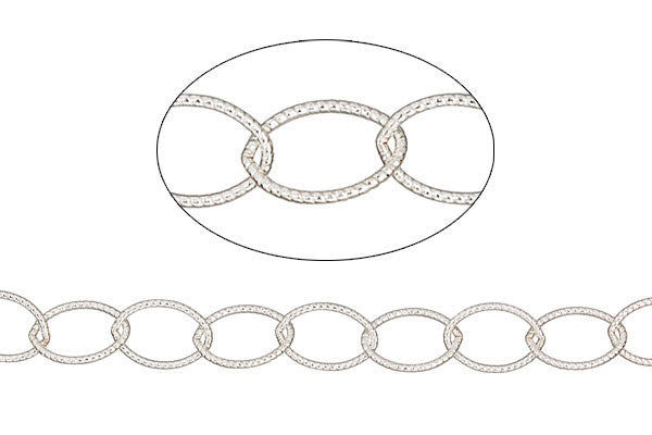 Sterling Silver Textured Cable Chain, 5.0x7.0mm