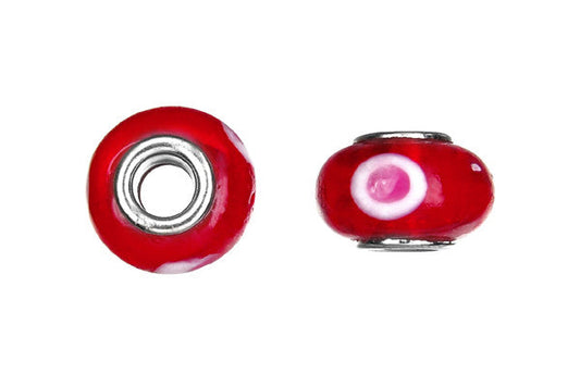 Lampwork Rondelle with Silver Plated Core, 10x15mm