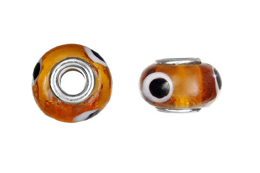 Lampwork Rondelle with Silver Plated Core, 10x15mm