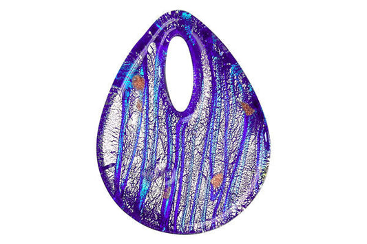 Murano Foil Glass Briolette Donut Pendant, 38x50mm, 1 Piece, Pendant for Jewelry Making