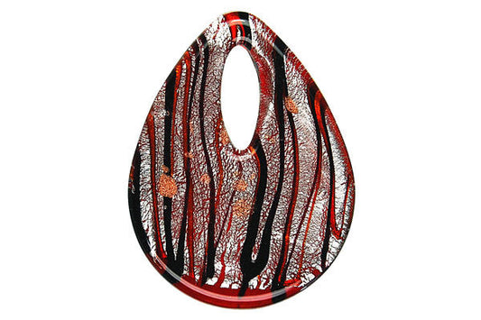 Murano Foil Glass Briolette Donut Pendant, 38x50mm, 1 Piece, Pendant for Jewelry Making