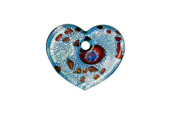 Lampwork Art Glass Flat Heart Pendants - 19 Styles