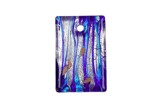 Pendant Murano Foil Glass Flat Rectangle (Blue)