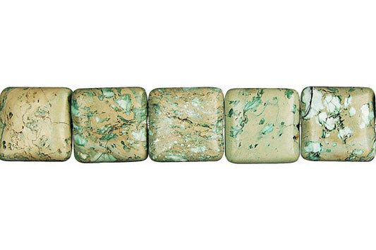 Aqua Terra Jasper (Turquoise) Flat Square (B) Beads