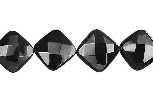 Black Onyx Diamond Square Faceted Beads, 16-Inch Strand, Beads for Jewelry Making