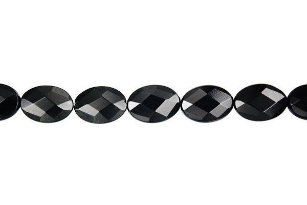 Black Onyx Beads - AAA) Feceted Flat Oval - 10x14mm - 16-inch - unbranded beads for jewelry making