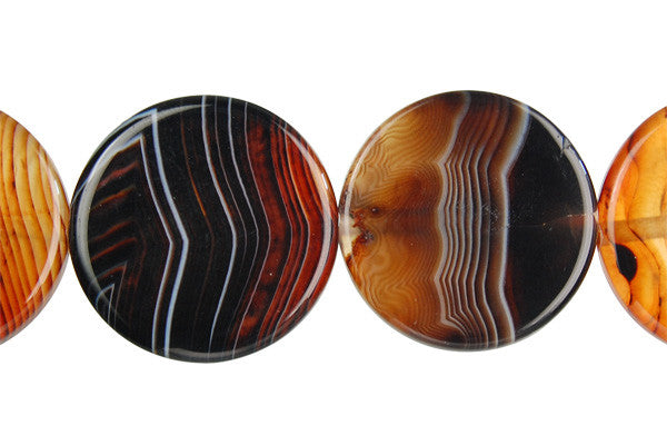 Zebra Onyx Coin Beads, 16-Inch Strand, Jewelry Making Supplies
