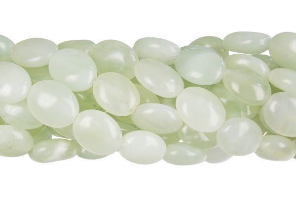 New Jade Flat Oval Light Beads, 16-Inch Strand, Beads for Jewelry Making