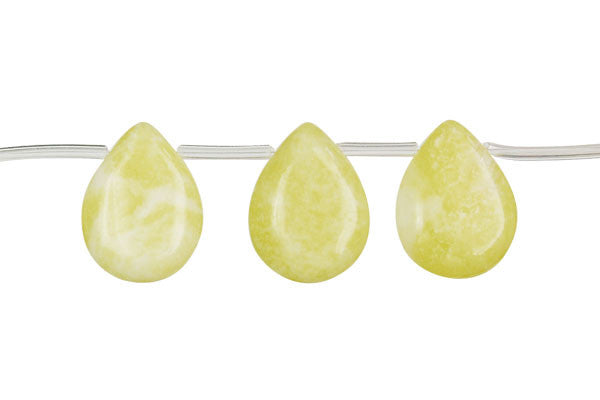 Lemon Jade Flat Briolette Beads, 16-Inch Strand, Beads for Jewelry Making