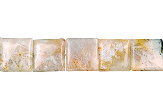 Bamboo Leaf Agate Square Beads