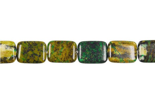 Yellow and Green Turquoise Flat Rectangle Beads, 16-Inch Strand, Jewelry Making Supplies