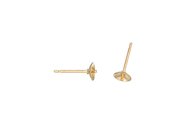 14K Gold Post w/5.0mm Pearl Cup, 20 Gauge, Jewelry Making Supplies