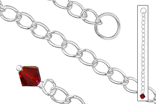 Sterling Silver 2.50" Extender w/4.0mm Garnet Bicone