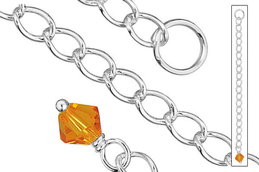 Sterling Silver 2.50" Extender w/4.0mm Citrine Bicone