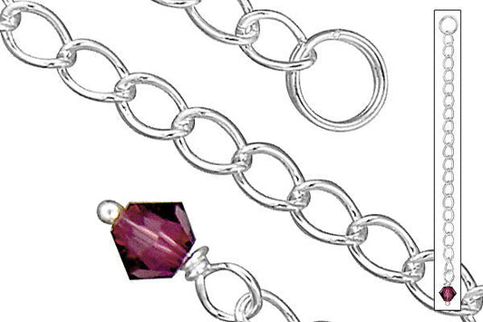 Sterling Silver 2.50" Extender w/4.0mm Amethyst Bicone