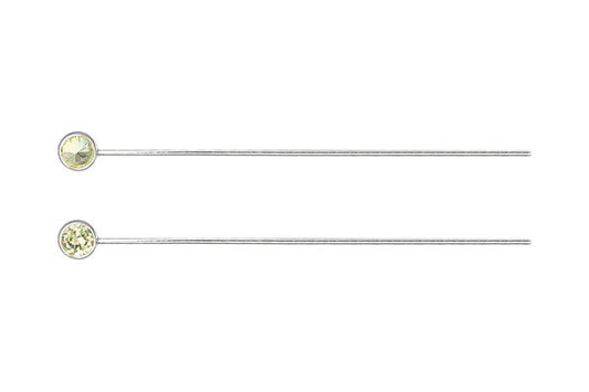 Sterling Silver 24-Gauge Head Pin w/Lime CZ, 1.5"