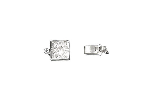 Sterling Silver Filigree Pearl Clasp w/Ring, 8.0x8.0mm