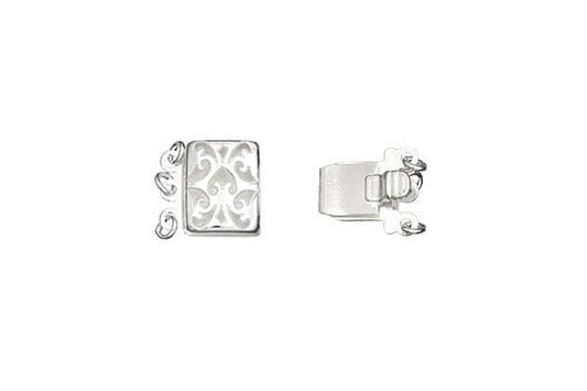 Sterling Silver 3-Strand Filigree Pearl Clasp w/Rings, 8.0x10.0mm