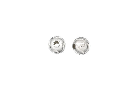 Sterling Silver Round Bead w/Stardust Heart, 8.0mm