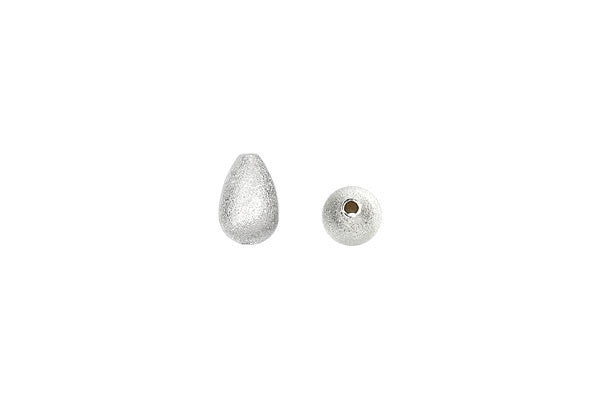 Sterling Silver Satin Teardrop, 6.0x9.0mm