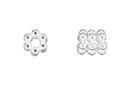 Sterling Silver Hexagon Triple Daisy Spacer, 4.0x4.5mm