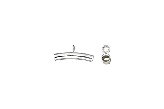 Sterling Silver Curved Tube w/Ring, 2.8x15.0mm