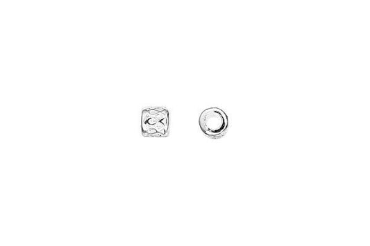 Sterling Silver Ribbon Cylinder Cast Bead, 4.6x4.8mm