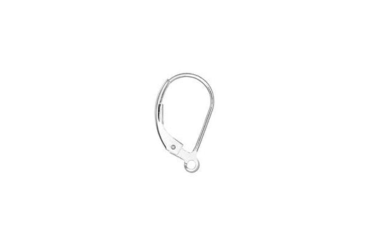 Sterling Silver Leverback w/Ring, 10.0x16.0mm